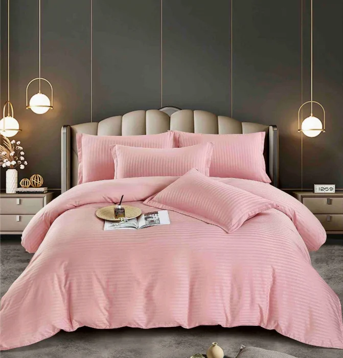 Lenjerii 1 Persoana Damasc - Lenjerie de pat, 1 persoana, Damasc, 4 piese Roz Jojo C451