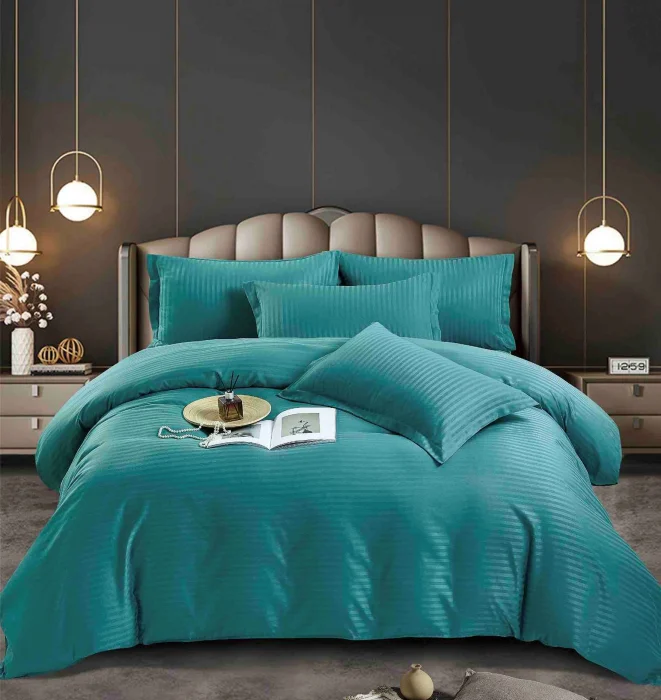 Lenjerii 1 Persoana Damasc - Lenjerie de pat, 1 persoana, Damasc, 4 piese Turcoaz Jojo C457