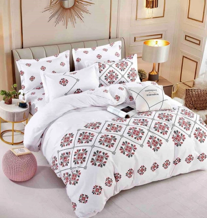 LENJERII DE PAT - Lenjerie de pat dublu, 6 Piese cu Elastic, Bumbac Finet Jojo Home DH024