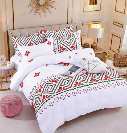 LENJERII DE PAT - Lenjerie de pat dublu, 6 Piese cu Elastic, Bumbac Finet Jojo Home DH048
