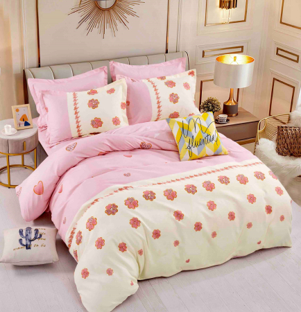 LENJERII DE PAT - Lenjerie de pat dublu, 6 Piese cu Elastic, Bumbac Finet Jojo Home