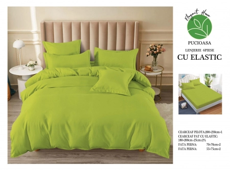 LENJERII DE PAT - Lenjerie de pat dublu, 6 Piese cu Elastic, Bumbac Finet Pucioasa C246