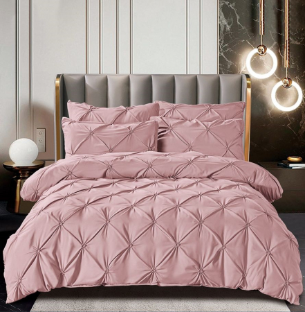 Lenjerii de Pat cu Pliuri - Lenjerie de pat dublu, Bumbac cu Pliuri, 6 piese, Jojo Home C339