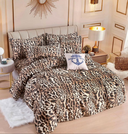 LENJERII DE PAT - Lenjerie de pat dublu, Bumbac finet, 6 Piese, Jojo Home Leopard C116