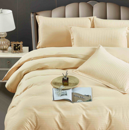 Lenjerie de pat dublu Damasc 6 piese, Cearceaf Normal, Crem C367 [2]