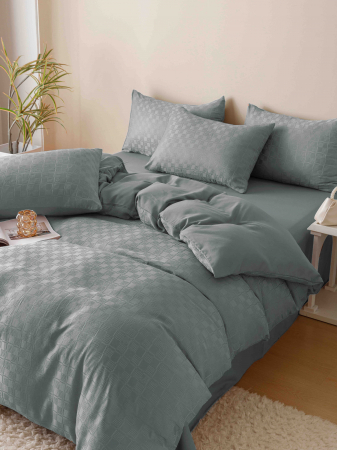 Lenjerie de pat dublu, Jacquard Finet, Gri deschis, 6 piese Jojo C290 [2]