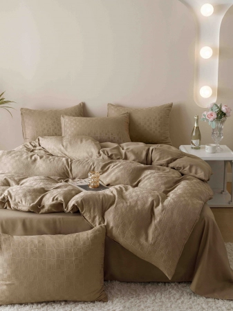 Lenjerie de pat dublu, Jacquard Finet, Maro, 6 piese C285 [2]