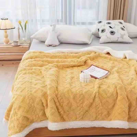 Paturi Cocolino cu Blanita - Patura Dubla cu Blanita, Galbena, Jojo Home C772