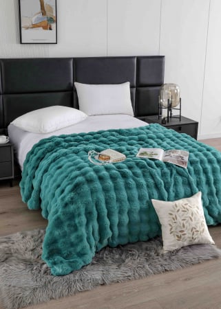 Paturi Groase cu Blanita - Patura Dubla Super Pufoasa cu Blanita de Iepure Verde C799