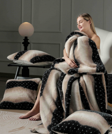 Patura pat Dublu Blanita tip Nurca Artificiala Super Pufoasa 200x230 C810 [4]