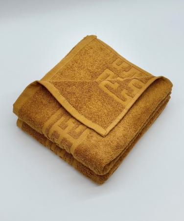 Set 2 Prosoape Bumbac 500 gr/mp, 50x90 cm, Dunga Greceasca, Galben Mustar C1148 [3]