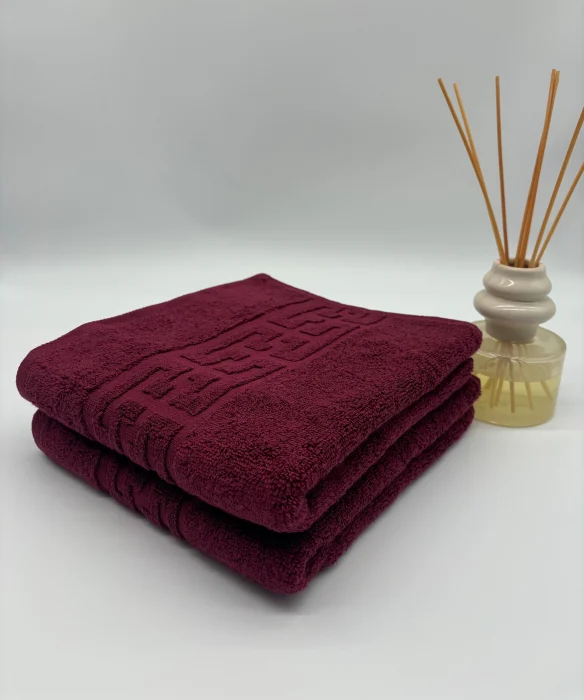 Set 2 Prosoape Bumbac 500 gr/mp, 50x90 cm, Dunga Greceasca, Grena C1123 [3]