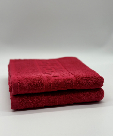 PROSOPE - Set 2 Prosoape Bumbac 500 gr/mp, 50x90 cm, Dunga Greceasca, Rosu C1136