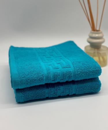 PROSOPE - Set 2 Prosoape Bumbac 500 gr/mp, 50x90 cm, Dunga Greceasca, Turcoaz C1129