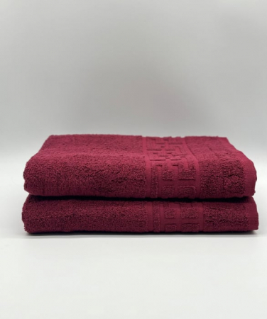 Set 2 Prosoape Bumbac 500 gr/mp, 70x130 cm, Dunga Greceasca, Grena C1198 [1]