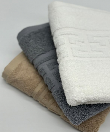 Set 3 Prosoape Bumbac 500 gr/mp, 50x90 cm, Dunga Greceasca, Alb/Gri/Bej C1180 [1]