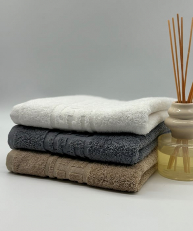 PROSOPE - Set 3 Prosoape Bumbac 500 gr/mp, 50x90 cm, Dunga Greceasca, Alb/Gri/Bej C1180