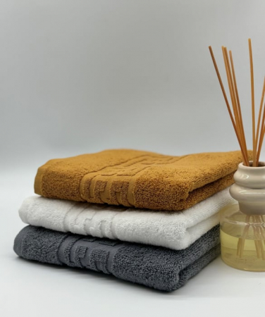 PROSOPE - Set 3 Prosoape Bumbac 500 gr/mp, 50x90 cm, Dunga Greceasca, Alb/Gri/Galben Mustar C1188