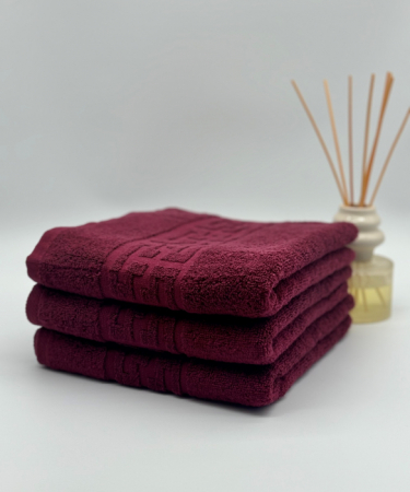 PROSOPE - Set 3 Prosoape Bumbac 500 gr/mp, 50x90 cm, Dunga Greceasca, Grena C1130