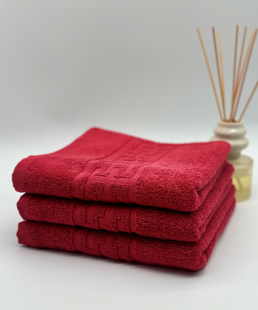 PROSOPE - Set 3 Prosoape Bumbac 500 gr/mp, 50x90 cm, Dunga Greceasca, Rosu C1135