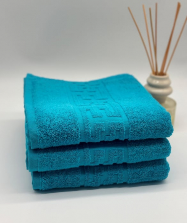 Set 3 Prosoape Bumbac 500 gr/mp, 50x90 cm, Dunga Greceasca, Turcoaz C1128 [1]