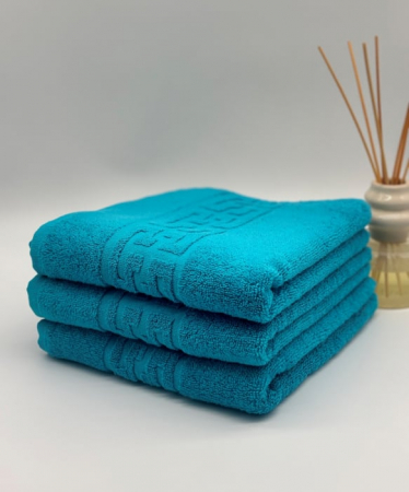 PROSOPE - Set 3 Prosoape Bumbac 500 gr/mp, 50x90 cm, Dunga Greceasca, Turcoaz C1128