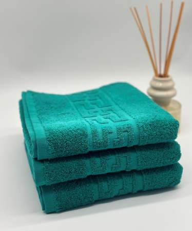 Set 3 Prosoape Bumbac 500 gr/mp, 50x90 cm, Dunga Greceasca, Verde C1134 [1]