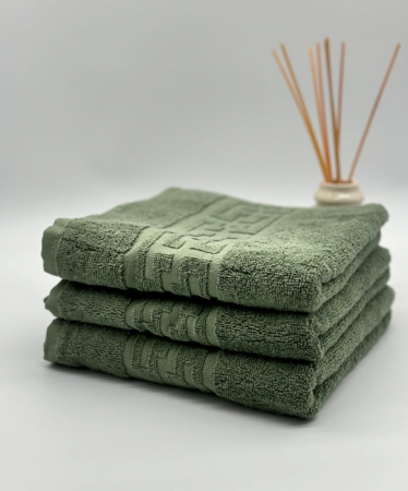 PROSOPE - Set 3 Prosoape Bumbac 500 gr/mp, 50x90 cm, Dunga Greceasca, Verde Kaki C1146
