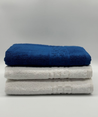 Set 3 Prosoape Bumbac 500 gr/mp, 70x130 cm, Dunga Greceasca, Alb/Albastru C1206 [1]