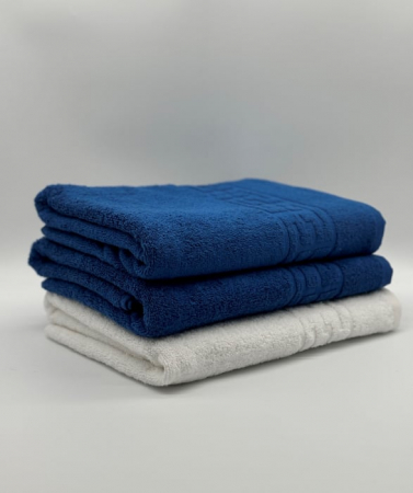 PROSOPE - Set 3 Prosoape Bumbac 500 gr/mp, 70x130 cm, Dunga Greceasca, Alb/Albastru C1207