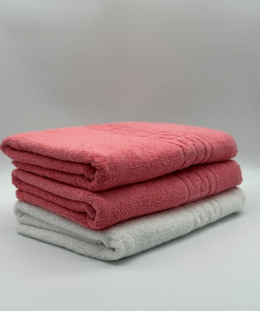 PROSOPE - Set 3 Prosoape Bumbac 500 gr/mp, 70x130 cm, Dunga Greceasca, Alb/Roz C1209