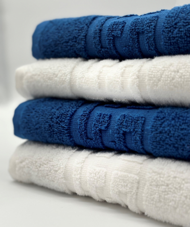 Set 4 Prosoape Bumbac 500 gr/mp, 50x90 cm, Dunga Greceasca, Alb/Albastru C1164 [1]