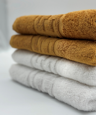 Set 4 Prosoape Bumbac 500 gr/mp, 50x90 cm, Dunga Greceasca, Alb/Galben Mustar C1151 [2]