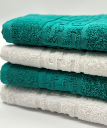 Set 4 Prosoape Bumbac 500 gr/mp, 50x90 cm, Dunga Greceasca, Alb/Verde C1163 [1]