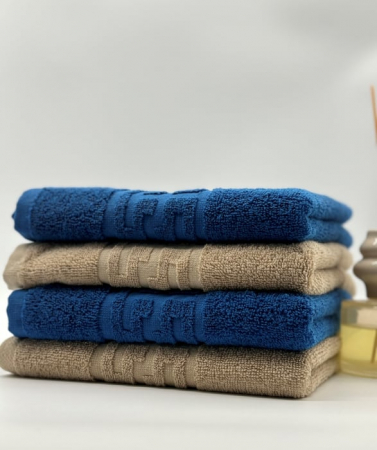 PROSOPE - Set 4 Prosoape Bumbac 500 gr/mp, 50x90 cm, Dunga Greceasca, Albastru/Bej C1168