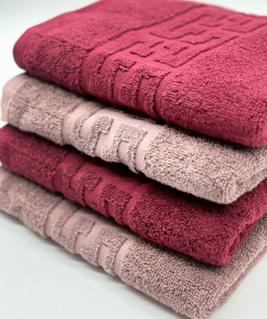 Set 4 Prosoape Bumbac 500 gr/mp, 50x90 cm, Dunga Greceasca, Grena/Maro C1171 [3]