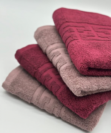 Set 4 Prosoape Bumbac 500 gr/mp, 50x90 cm, Dunga Greceasca, Grena/Maro C1171 [2]