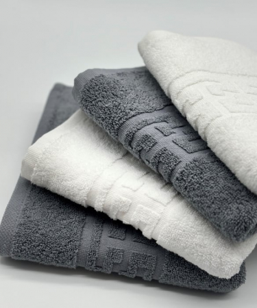 Set 4 Prosoape Bumbac 500 gr/mp, 50x90 cm, Dunga Greceasca, Gri/Alb C1122 [3]