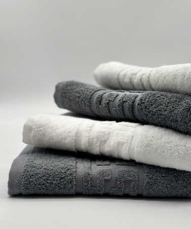 Set 4 Prosoape Bumbac 500 gr/mp, 50x90 cm, Dunga Greceasca, Gri/Alb C1122 [1]