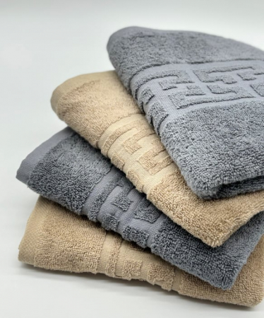 Set 4 Prosoape Bumbac 500 gr/mp, 50x90 cm, Dunga Greceasca, Gri/Bej C1181 [1]