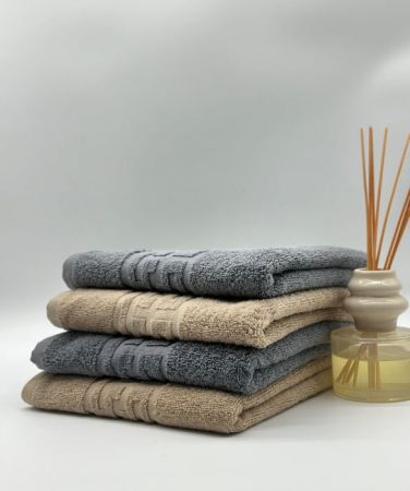 PROSOPE - Set 4 Prosoape Bumbac 500 gr/mp, 50x90 cm, Dunga Greceasca, Gri/Bej C1181