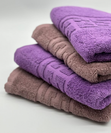 Set 4 Prosoape Bumbac 500 gr/mp, 50x90 cm, Dunga Greceasca, Maro/Mov C1183 [1]