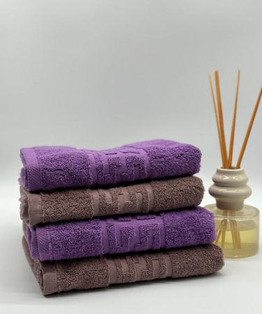 Set 4 Prosoape Bumbac 500 gr/mp, 50x90 cm, Dunga Greceasca, Maro/Mov C1183 [2]