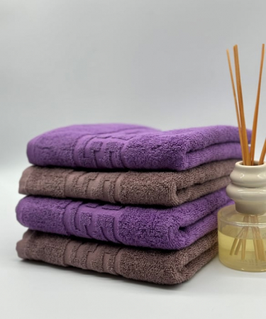 PROSOPE - Set 4 Prosoape Bumbac 500 gr/mp, 50x90 cm, Dunga Greceasca, Maro/Mov C1183