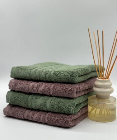 PROSOPE - Set 4 Prosoape Bumbac 500 gr/mp, 50x90 cm, Dunga Greceasca, Maro/Verde Kaki C1182