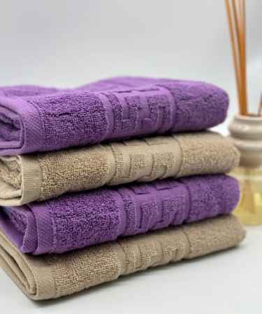 Set 4 Prosoape Bumbac 500 gr/mp, 50x90 cm, Dunga Greceasca, Mov/Bej C1170 [1]