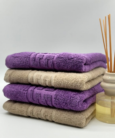 Set 4 Prosoape Bumbac 500 gr/mp, 50x90 cm, Dunga Greceasca, Mov/Bej C1170 [2]