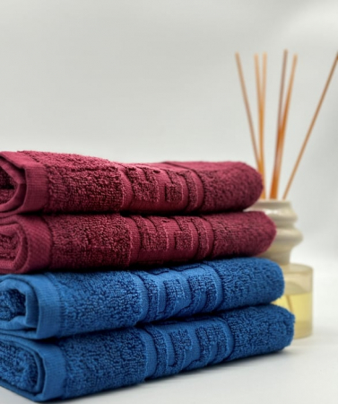 Set 4 Prosoape Bumbac 500 gr/mp, 50x90 cm, Dunga Greceasca, Rosu/Albastru C1121 [1]