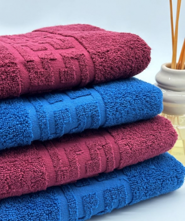 Set 4 Prosoape Bumbac 500 gr/mp, 50x90 cm, Dunga Greceasca, Rosu/Albastru C1121 [2]