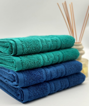 Set 4 Prosoape Bumbac 500 gr/mp, 50x90 cm, Dunga Greceasca, Verde/Albastru C1174 [1]